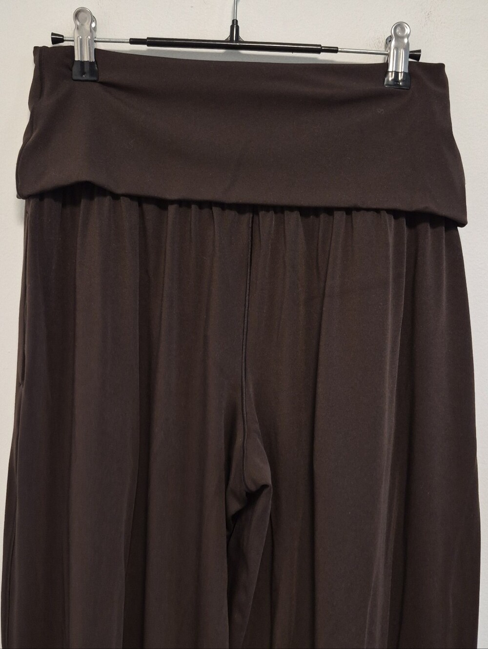 Aerie Real Me Foldover Super Wide Leg Pant Chocolate Brown Stretchy Women's Sz S - Picture 9 of 11